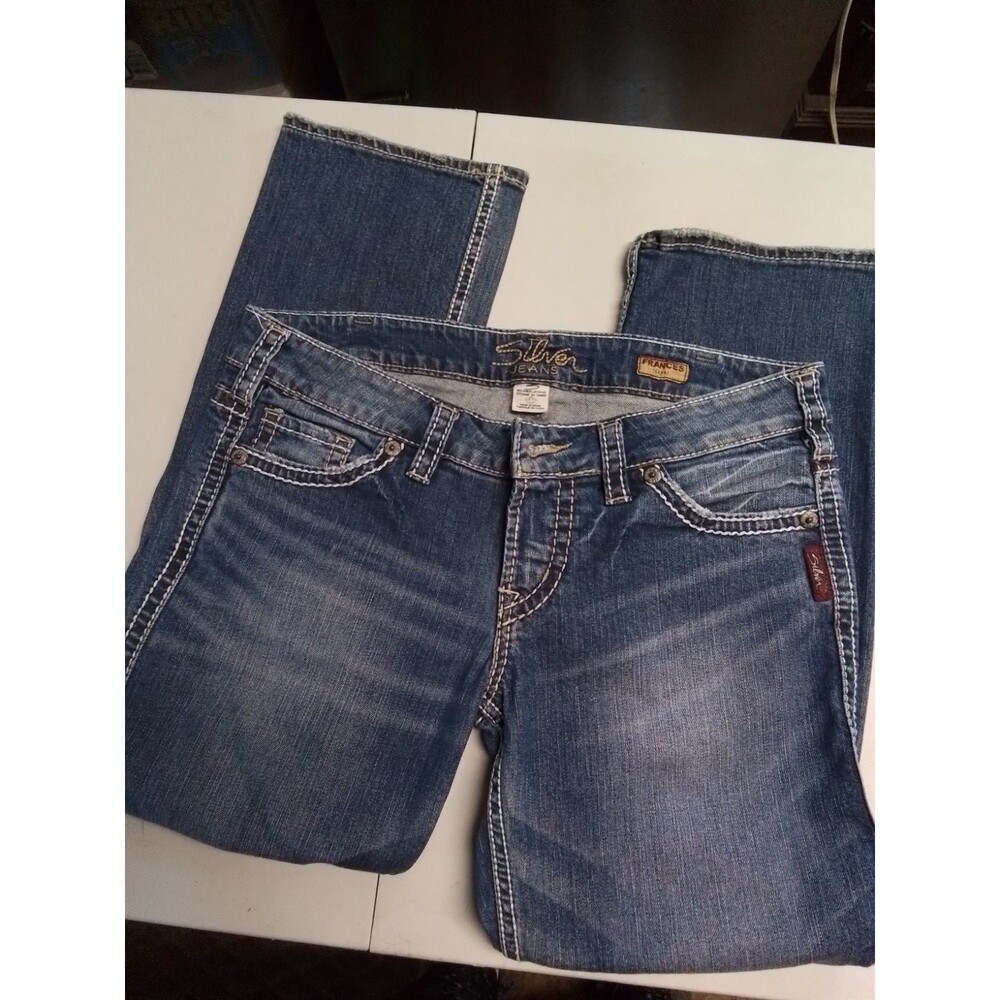 Silver Jeans Co Frances Capri Medium Wash Embroidered Denim Jeans W30 L1268SVP56